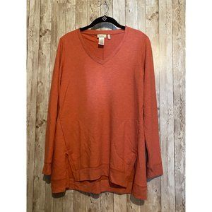 LOGO Lounge Shirt Top Tunic with Pockets by Lori Goldstein Hi-Low Hem